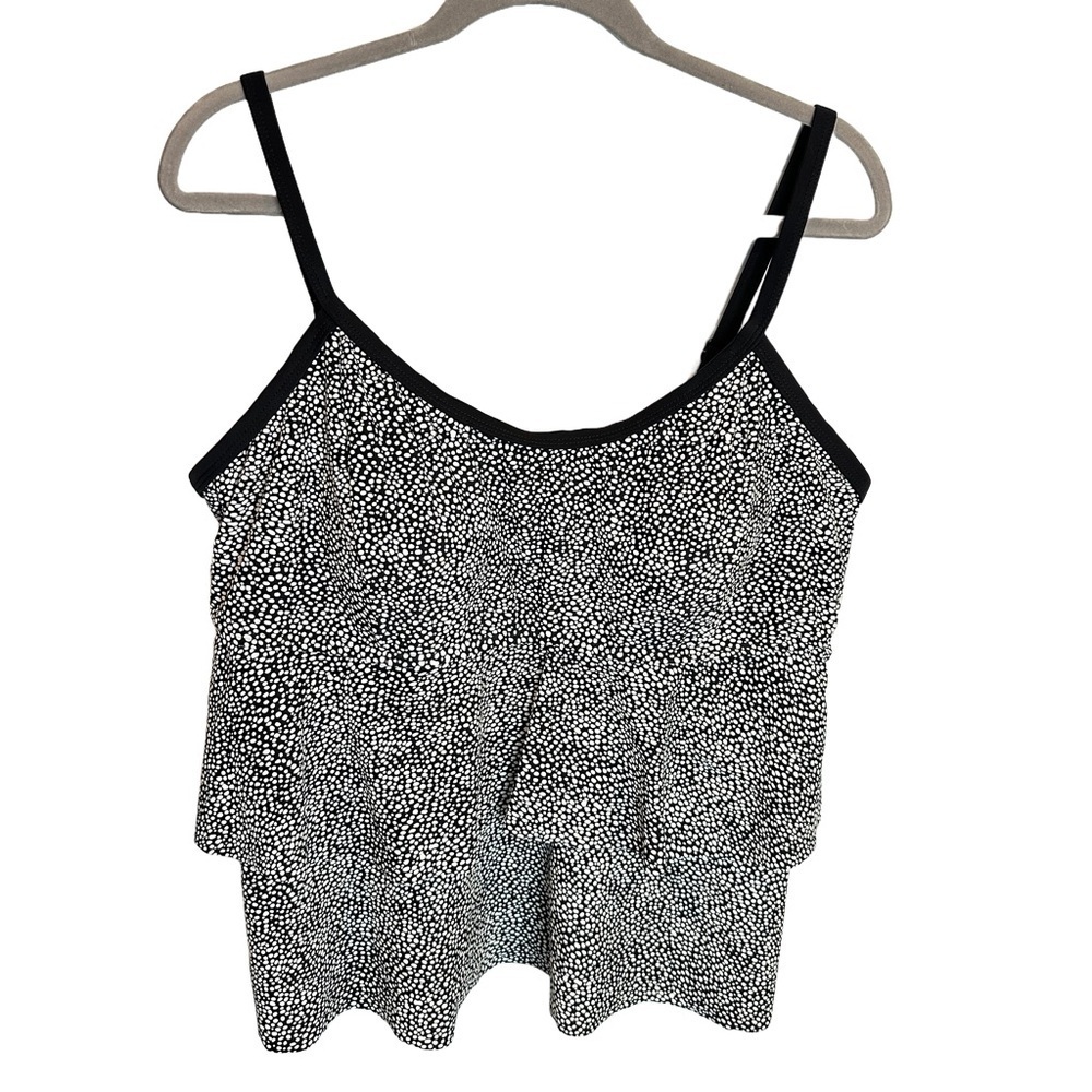 Swimsuits for All Polka‎ Dot Ruffled Tankini Top 20 Black & White